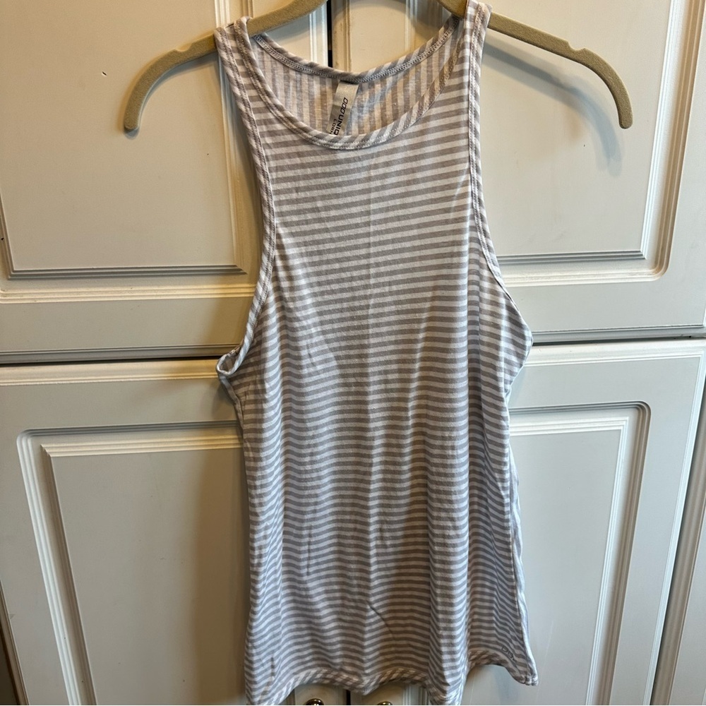 Lorna Jane Gray & White Striped Racerback Tank,  Size S